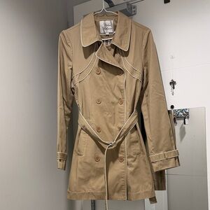 Urban Behavior Tan Trench Coat with White Piping
